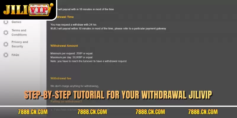 Step-by-step tutorial for your withdrawal JILIVIP