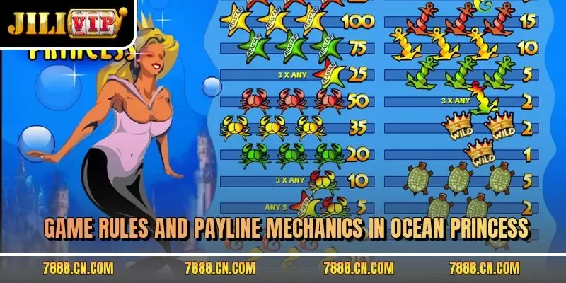 Game rules and payline mechanics in ocean princess
